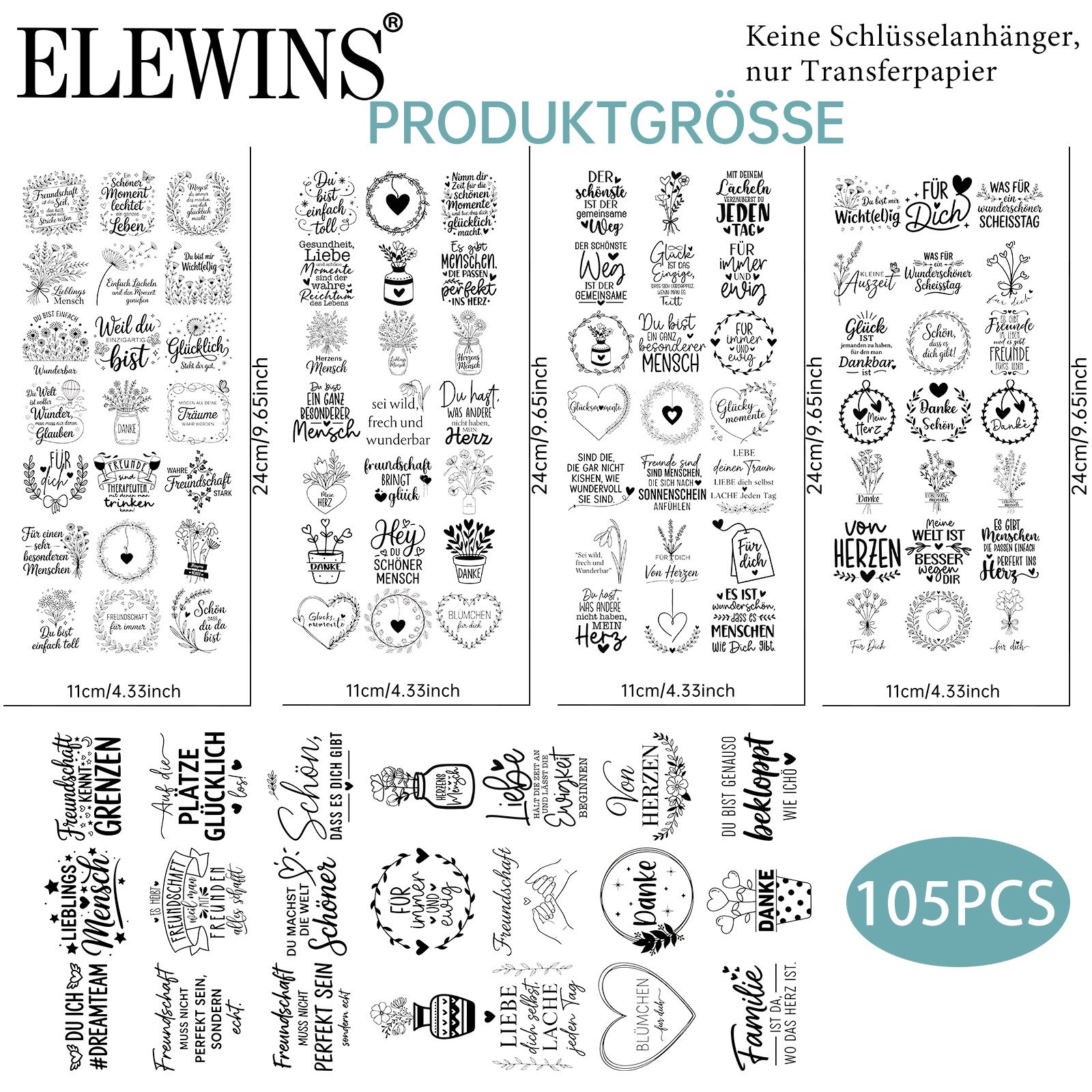 Image of 105pcs German Friendship Theme Uv Dtf Wraps, Candle, Rub On Transfer Set, Cup Set, Suitable For Diy Crafts, Glass And Ceramic Crafts, Gift, Party Decoration And Birthday.