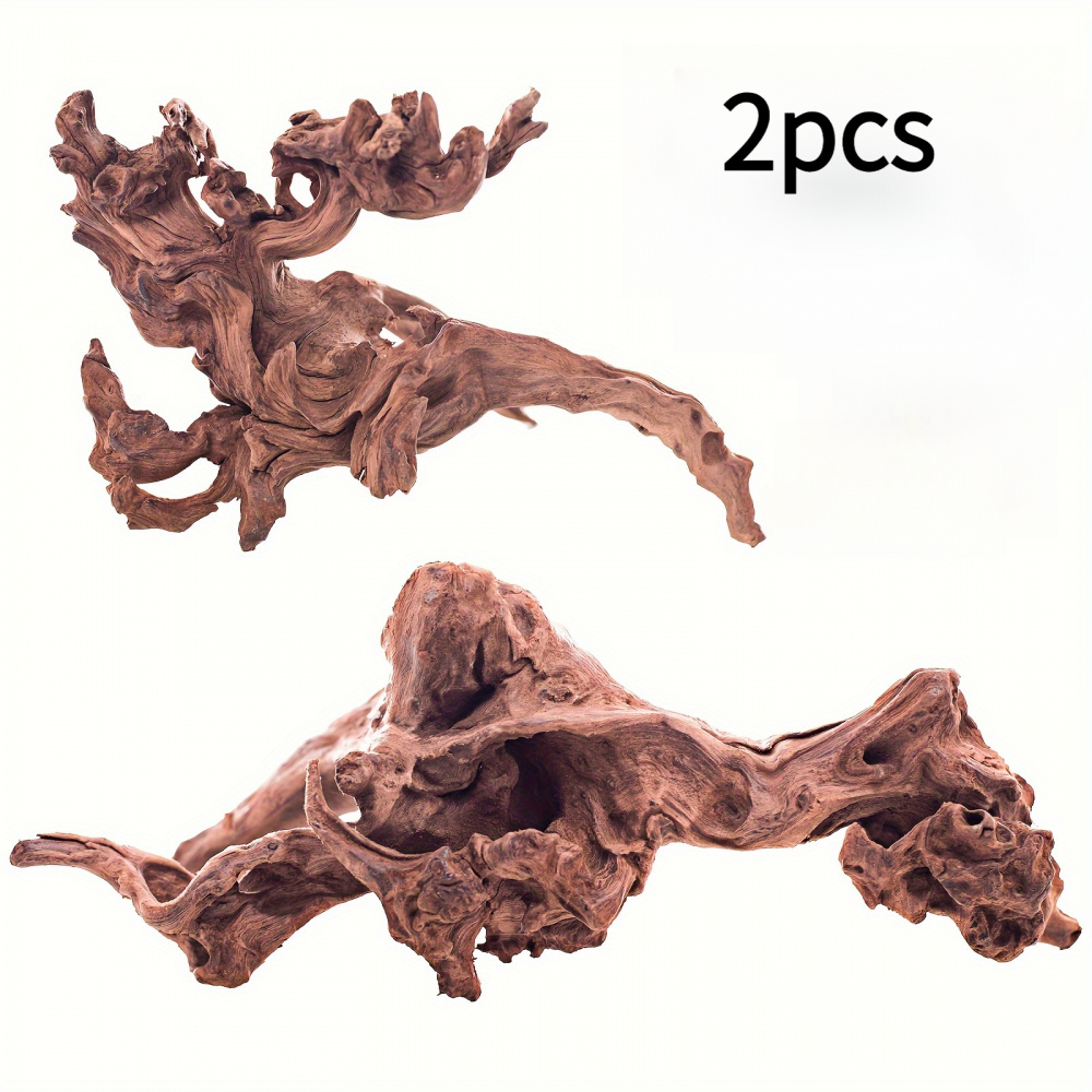 TEMU 2-pack Driftwood Aquarium Decor Wood, 6-11 Inch Large Wooden Ornament, Dual Use For