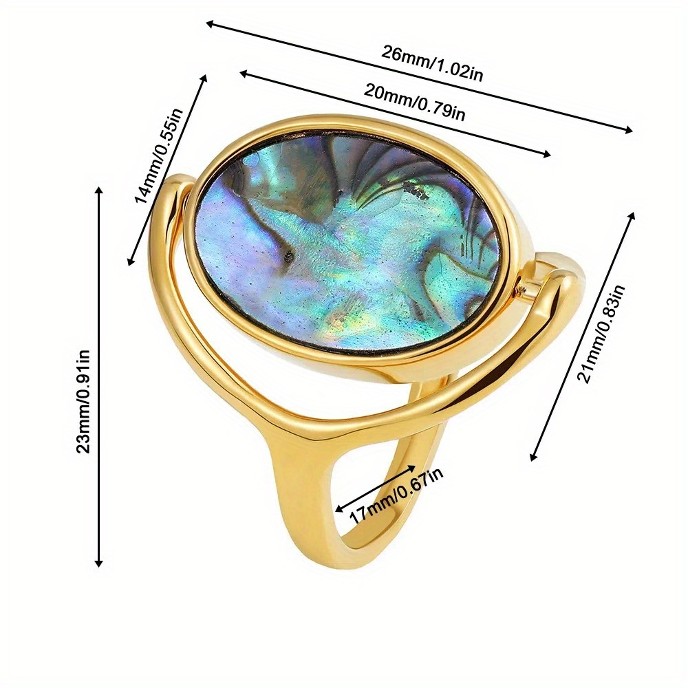 womens stainless steel rotatable   ring double sided like jewelry flip and reveal oval design elegant everyday party ring for women durable stainless steel construction vintage art deco rings and jewelry versatile accessory goldtoned   Product details 0