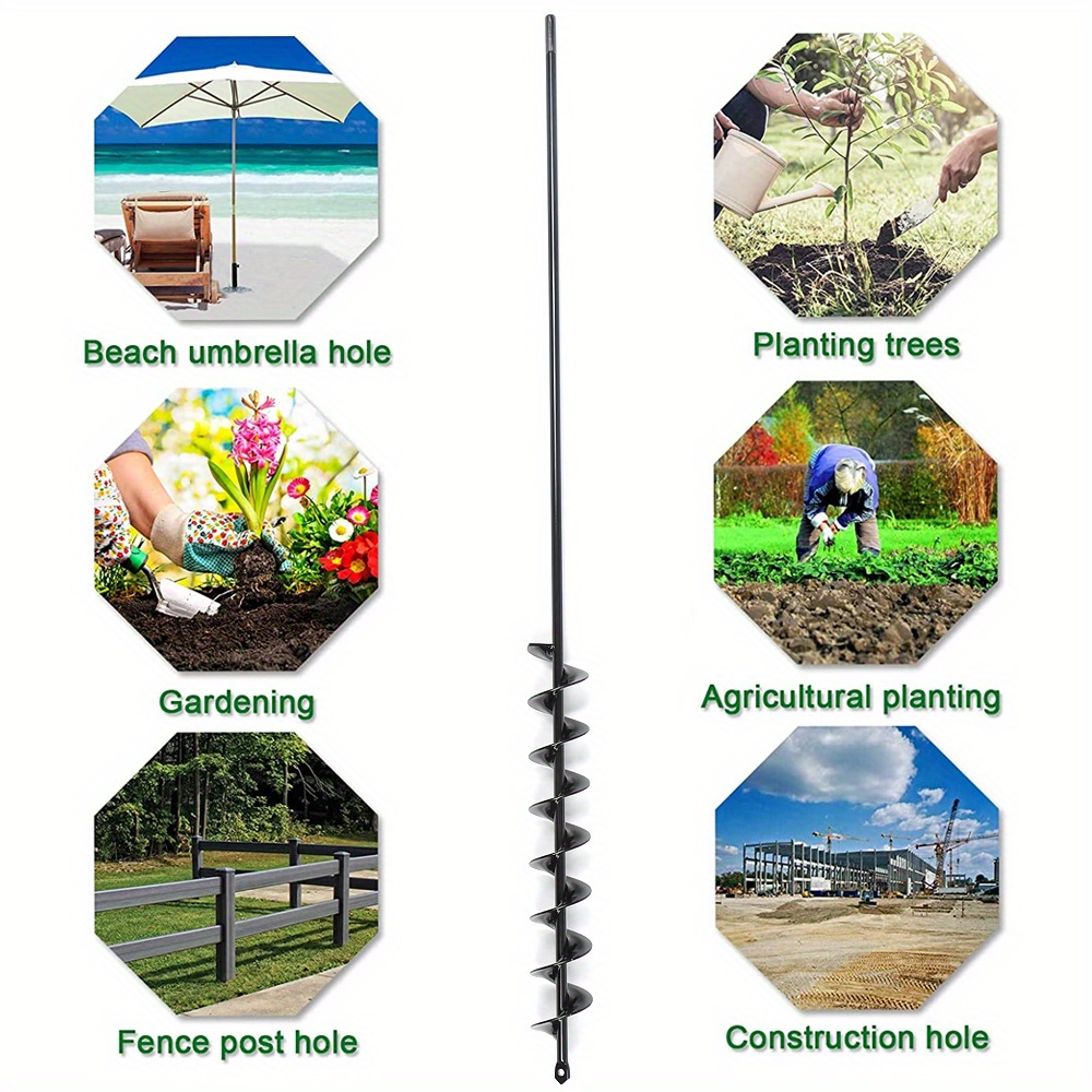 TEMU 1pc 32inch X 2inch Extended Length Auger Drill Bit Fit For Garden Plant Auger Post Hole Digger For 3/ 8 Hex Drive Drill