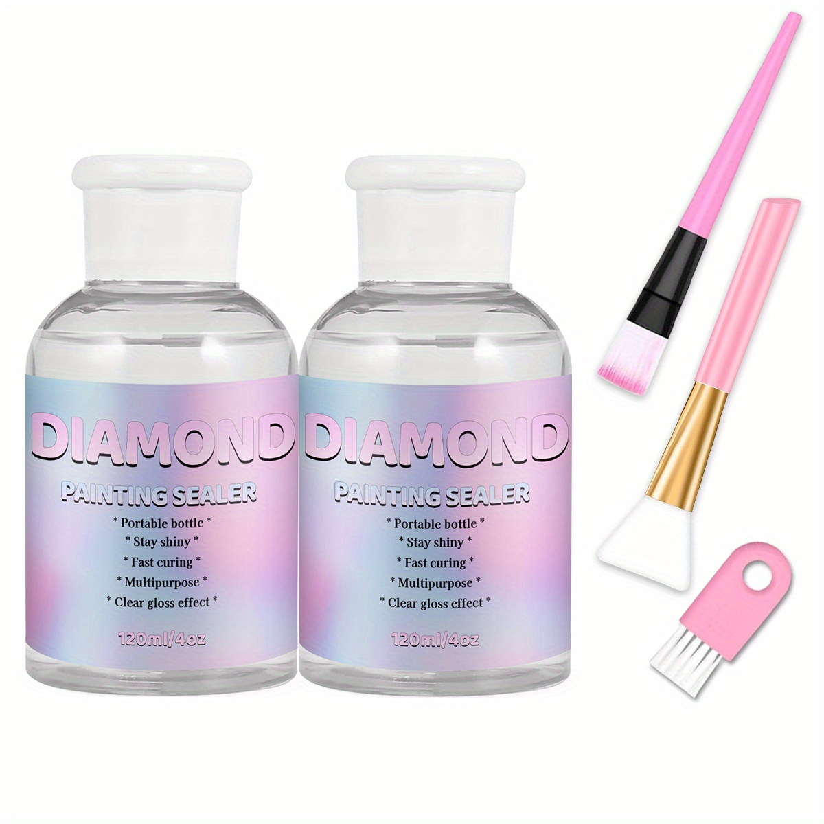 TEMU 240-480mldiamond Painting Sealant Set, Diamond Painting Set With Diamond Painting Glue, Glue For Protecting Diamond Paintings, Permanently
