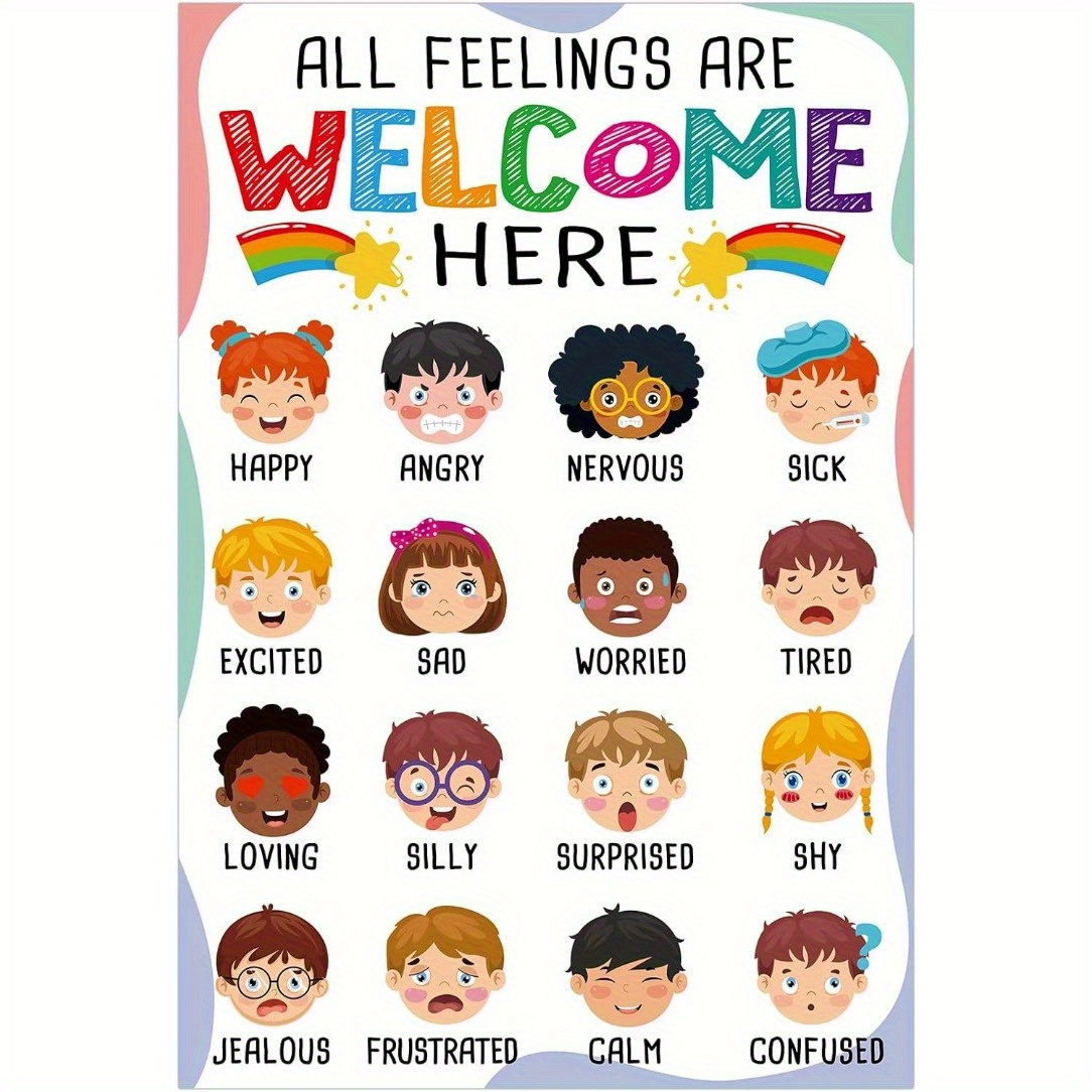 TEMU 2d Flat, 2d Flat, 1pc Frameless Feelings Chart Poster For Emotions Chart Learning Poster For Feelings Poster Educational Poster For Bulletin