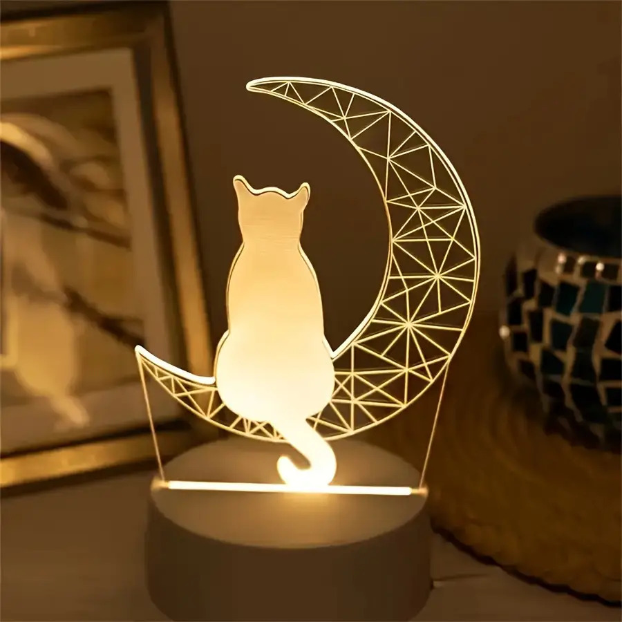 modern moon cat model led small table lamp bedroom and study decorative lamp night light holiday gift for friends compatible with laptop usb lamp usb interface electronic lamp computer accessories usb gadget Product details 4