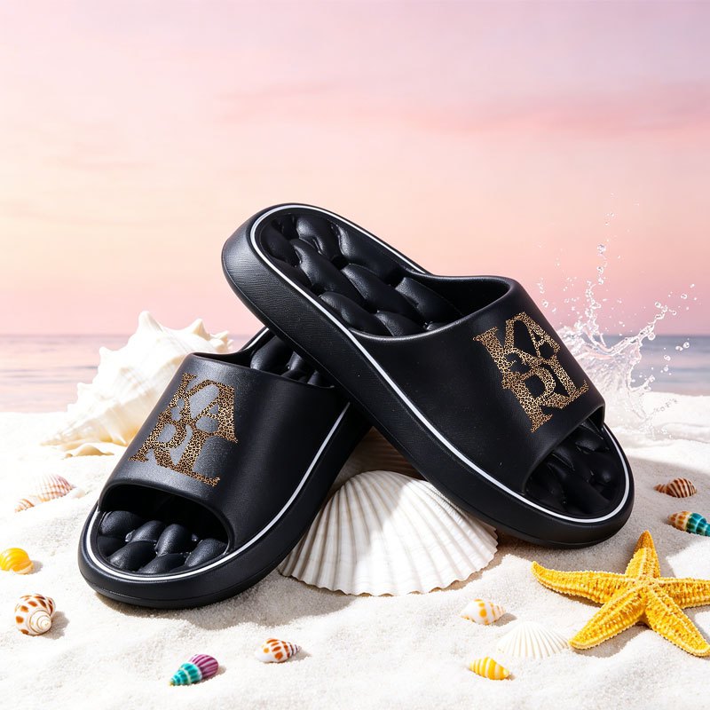 TEMU 1 Pairs- Printed Comfortable Unisex Slippers For Home And Bathroom Use, With Drainage Design And Thick, Non-slip Sole. Suitable For Bathrooms,
