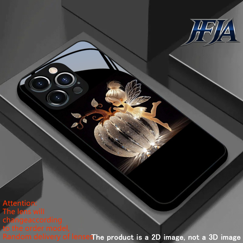 TEMU Phone Case: 2dflat Random Crystal Pumpkin Fairy Fantasy Decorative Print New Tempered Glass Phone Case, Suitable For Iphone