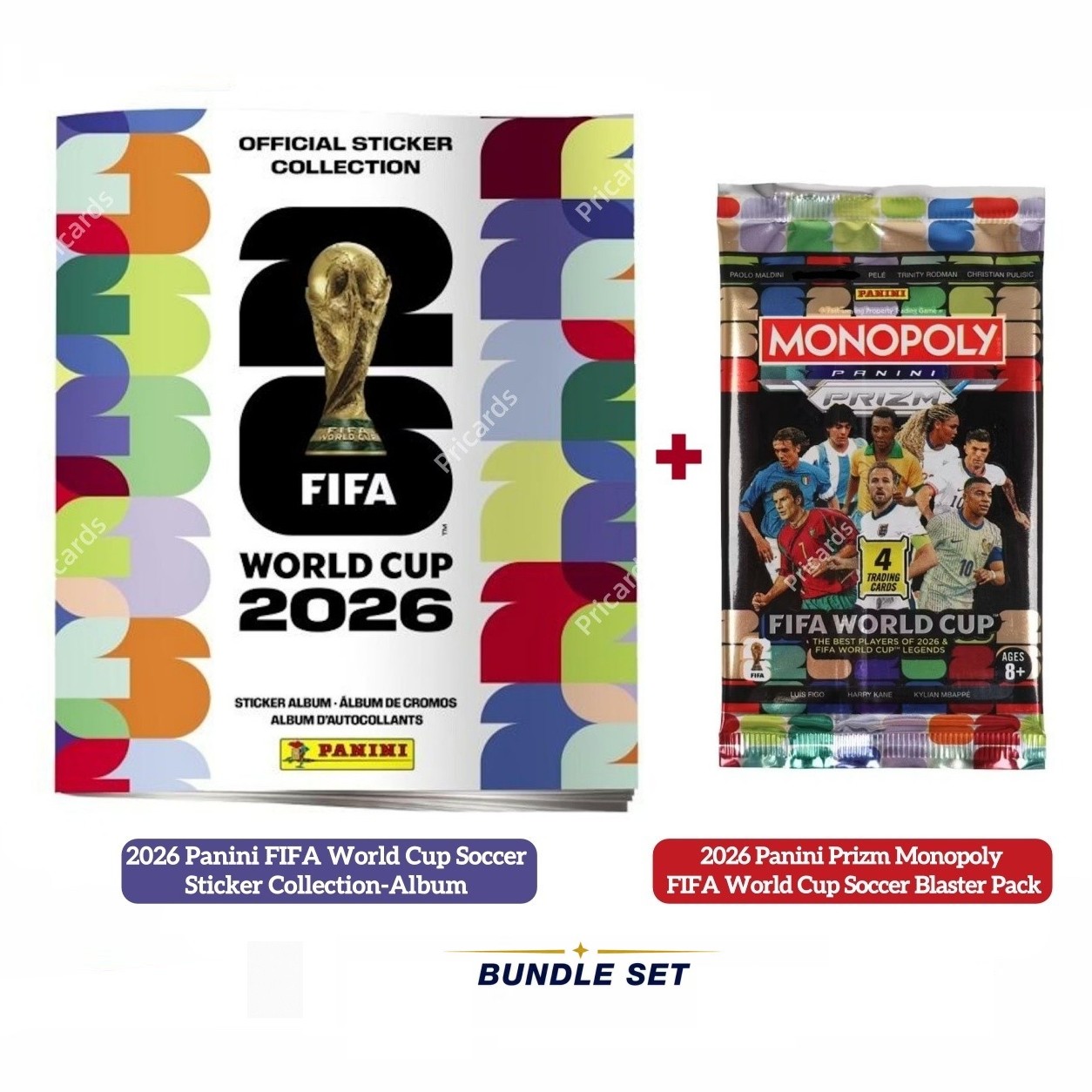 TEMU 2026 Panini Fifa World Cup Soccer Sticker Album & Prizm Monopoly Trading Cards Blaster Pack (4 Cards) Bundle - Complete Collection Suitable For