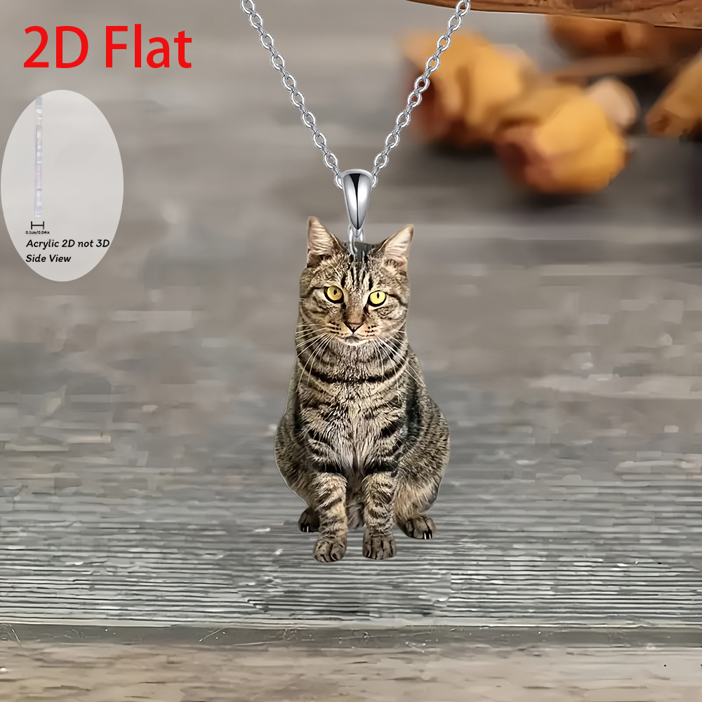 TEMU 2d Flat Fashion Black And White Kitten 2d Acrylic Necklace For Holiday Birthday Party Gifts