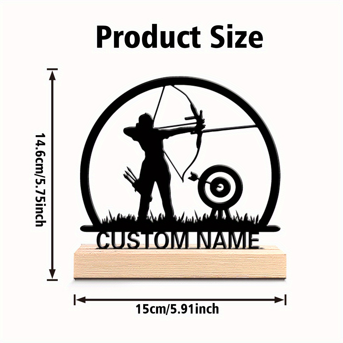 TEMU 1 Customizable Archery Metal Statue With Wooden Base - Artist Tabletop Decor, Perfect For Archer Enthusiasts, Ideal For Bedroom And Home Office,