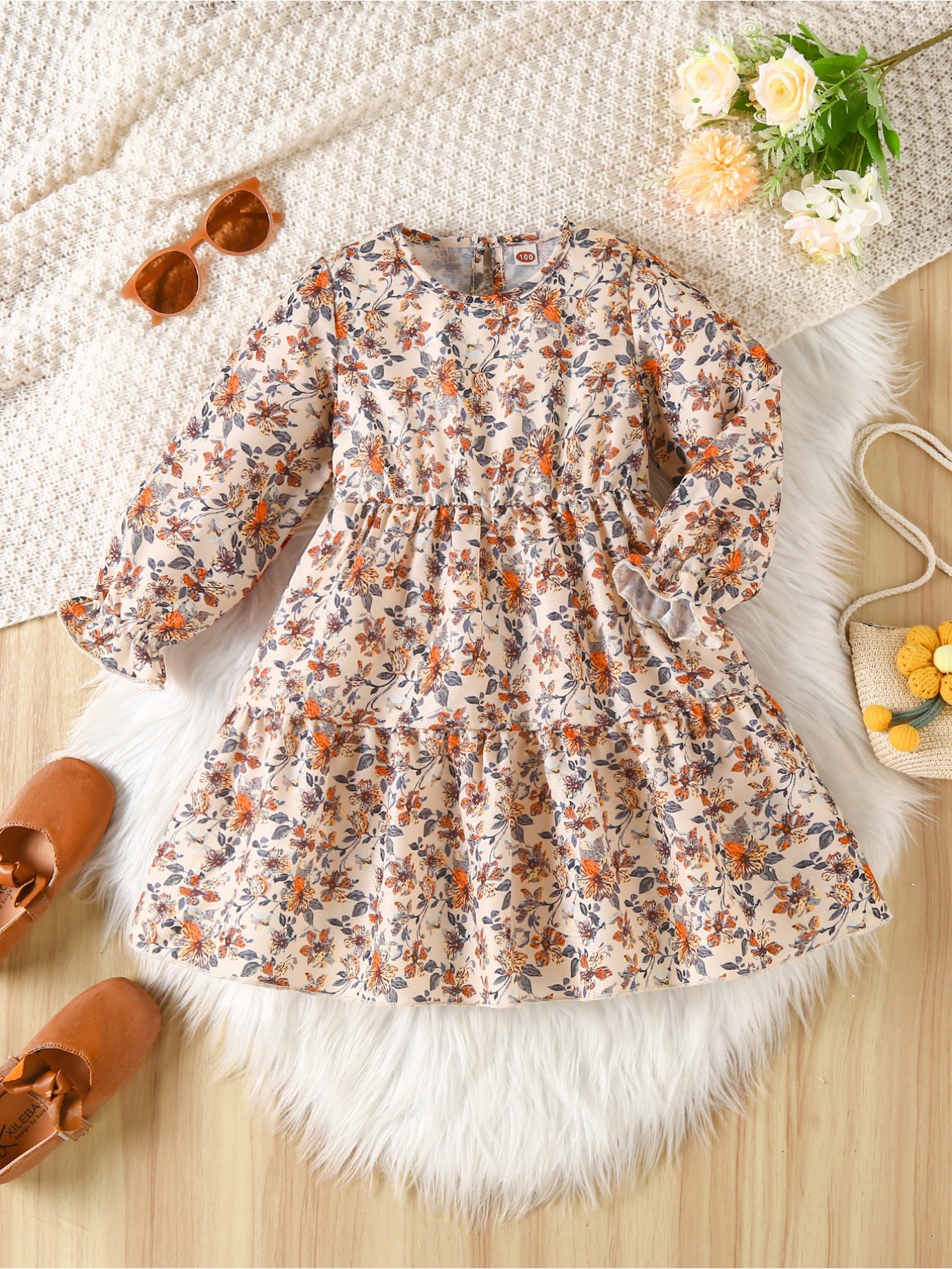 Mommy And Me Matching Dresses | Floral Split Ruffled Boho Dresses Long Sleeve For Fall & Winter Mother Daughter Matching Mommy And Me Matching Dresses | Floral Split Ruffled Boho Dresses Long Sleeve For Fall & Winter Mother Daughter Matching