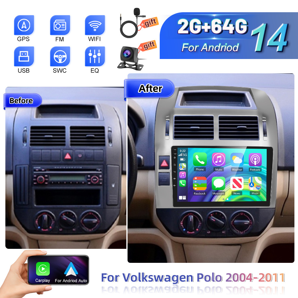 Image of [2+64g] 14 Car Stereo For 2004-2011 With & Car, 9 Inch Touchscreen Car Radio With Wifi Dsp Fm/rds Radio Swc+ Ahd Rear View Camera + Car Frame+mic