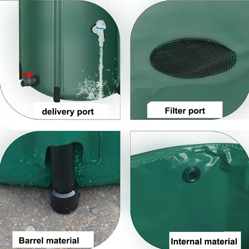 300 Gallon Portable Collapsible PVC Water Storage Tank Green Outdoor Rainwater Collector for Gardening and Car Washing