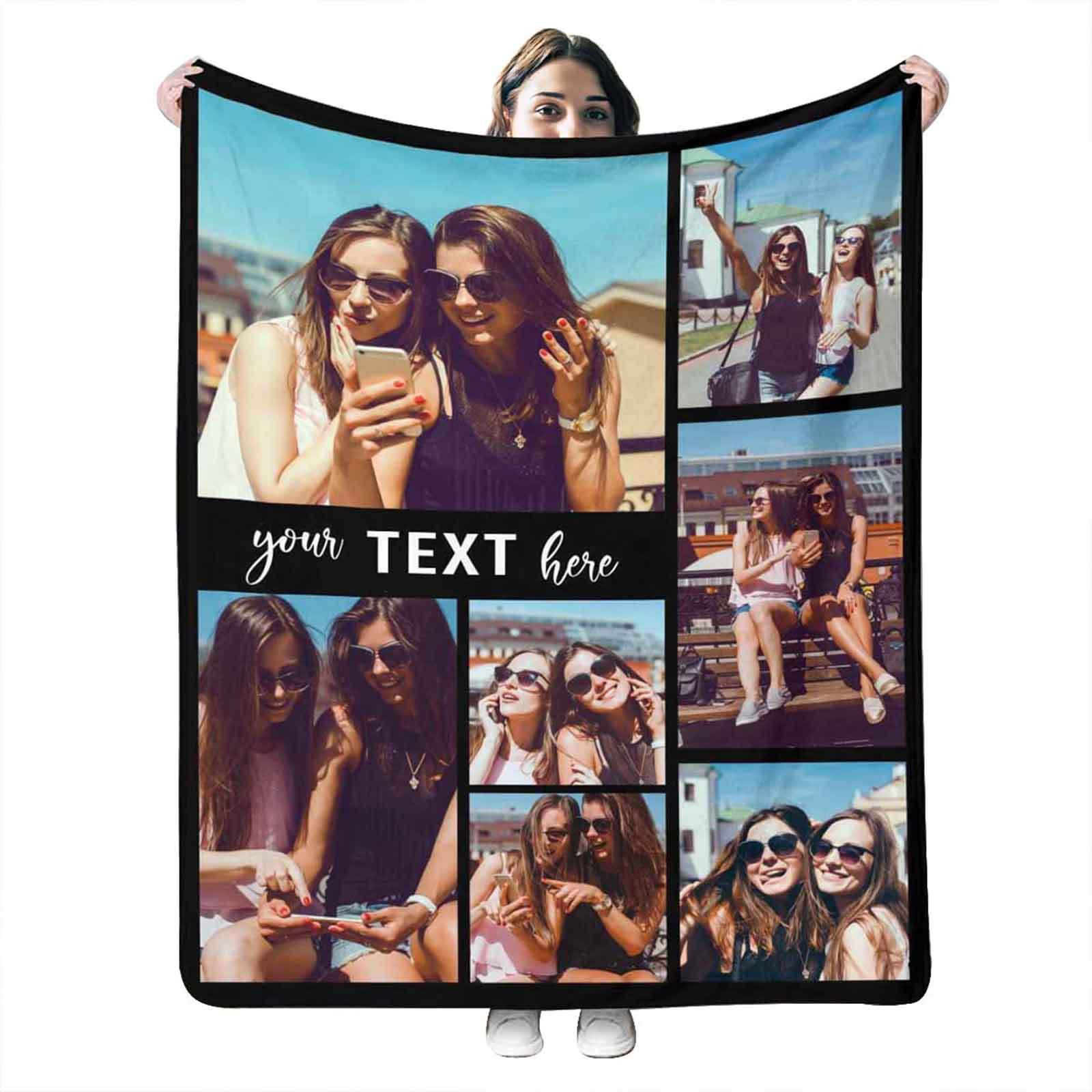 

Custom Blanket With Photos Birthday Gifts For Women, Personalized 7 Pictures Blanket Customized Photos Collage Bed Blanket Christmas Memorial Gifts For Sister Adult