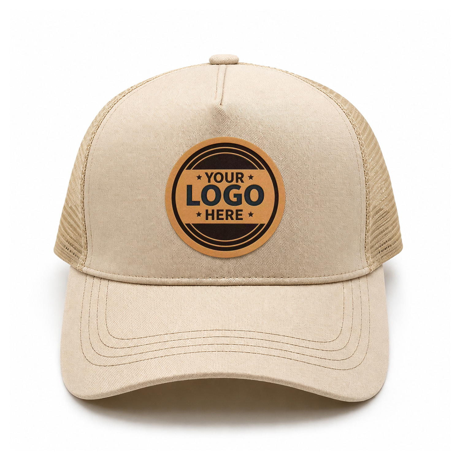 TEMU 1pc Personalized Round Patch Trucker Hat, Custom Photo, Portrait, Logo, Text Or Artwork, Vintage Mesh Baseball Cap, Adjustable Snapback Outdoor
