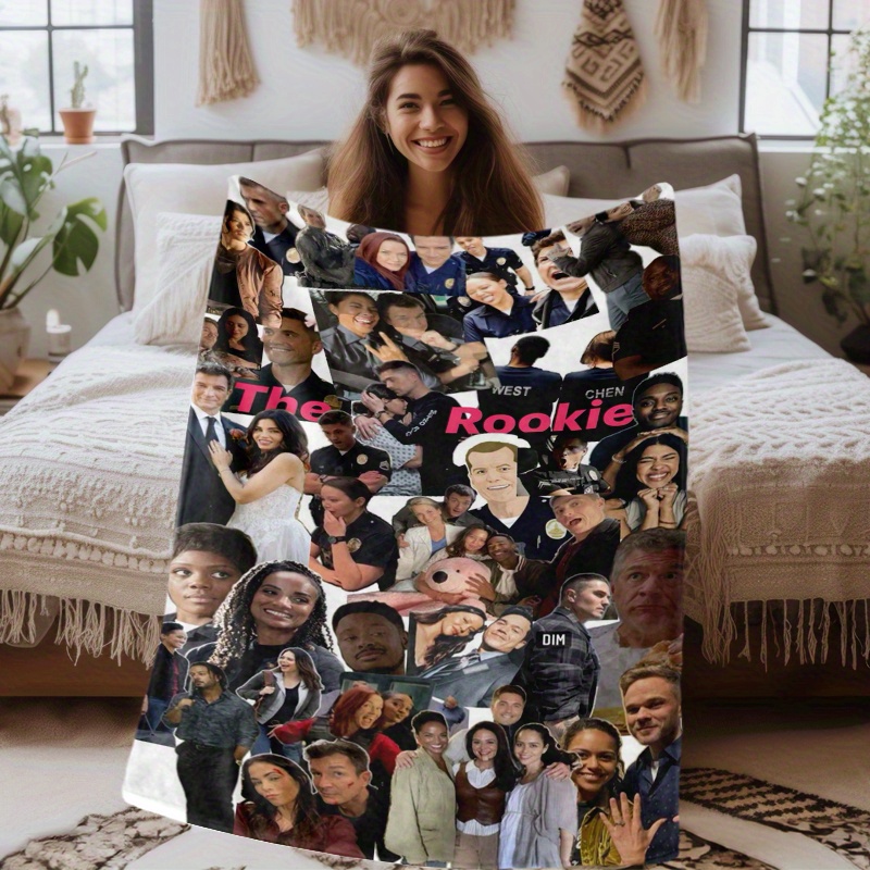 

The Rookie Printed Flannel Blanket - Themed Pattern Blanket, Suitable For All , Suitable For Office, Bed And Travel, Gift For