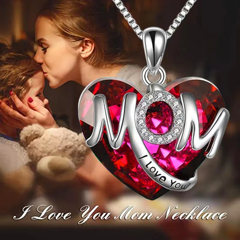 

1pc Alloy "mom I You" Pendant Necklace Synthetic Rhinestones, , For & , Day