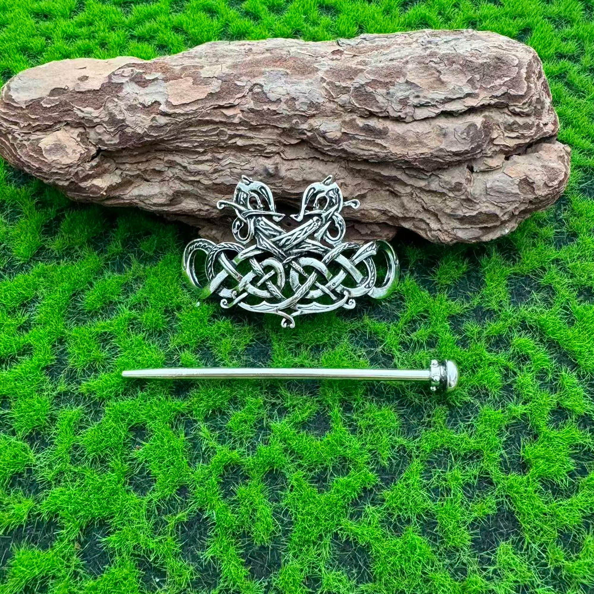 Viking Vintage Double Dragon Celtic Knot Hairpin