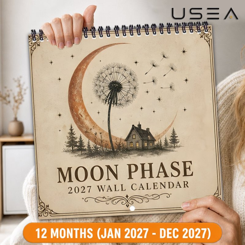 TEMU Calendrier mural 2027, 12 mois, Calendrier mural des phases de 12 mois 2027, Planificateur mensuel avec reliure à double fil, Fêtes fédérales