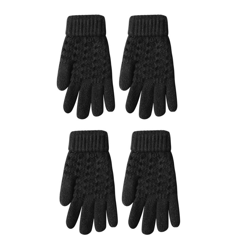 TEMU 2-pair Fleece Jacquard Gloves Winter Thick Anti-slip Warm Gloves, Suitable For Students Or Women, Outdoor Additions