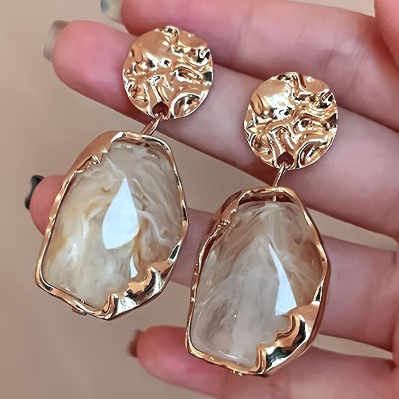TEMU 2pcs Style Irregular Earrings, Light Luxury Premium Elegant Stud Ear Jewelry For Women