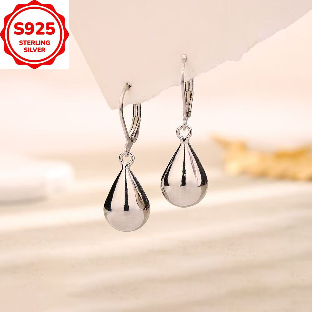 Women's 925 Sterling Silver Teardrop-Shaped Earrings