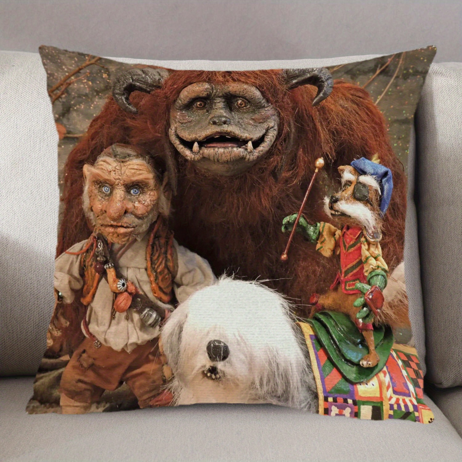 TEMU 1 taie d'oreiller, imprimée avec de petits monstres dans un , en polyester doux et au , tissu polaire court, motif imprimé sur une seule face, *