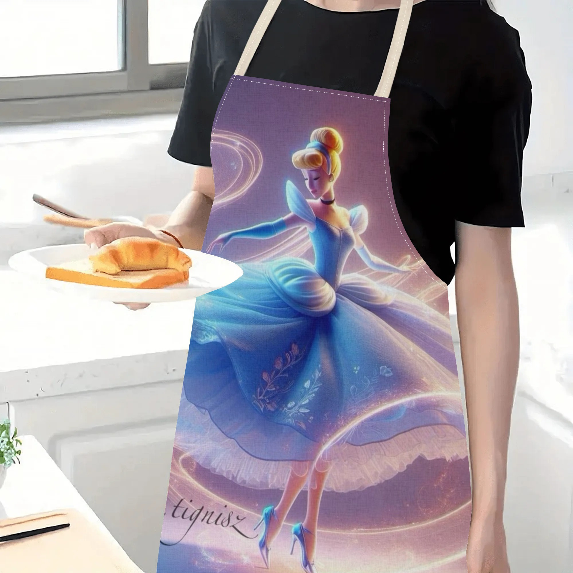 disney   cartoon waterproof apron -   dress &  ,   polyester, ideal for hotels, supermarkets, restaurants, fruit shops, milk tea stands, and home use details 4