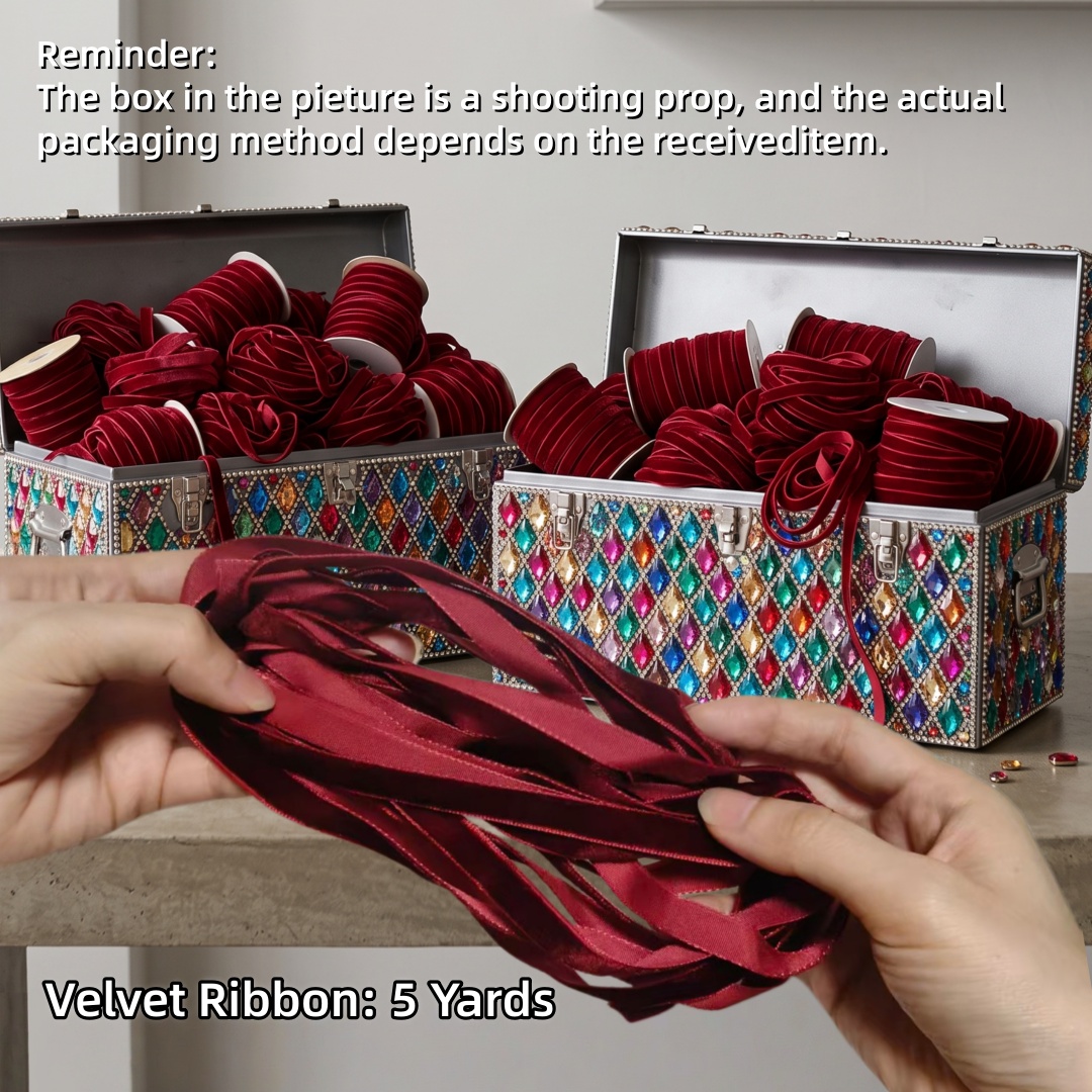 TEMU Single-sided Satin High-grade Burgundy Velvet Ribbon - , Luxurious Texture, Extra Long, Large Capacity, Easy To Cut, Durable, Resistant To