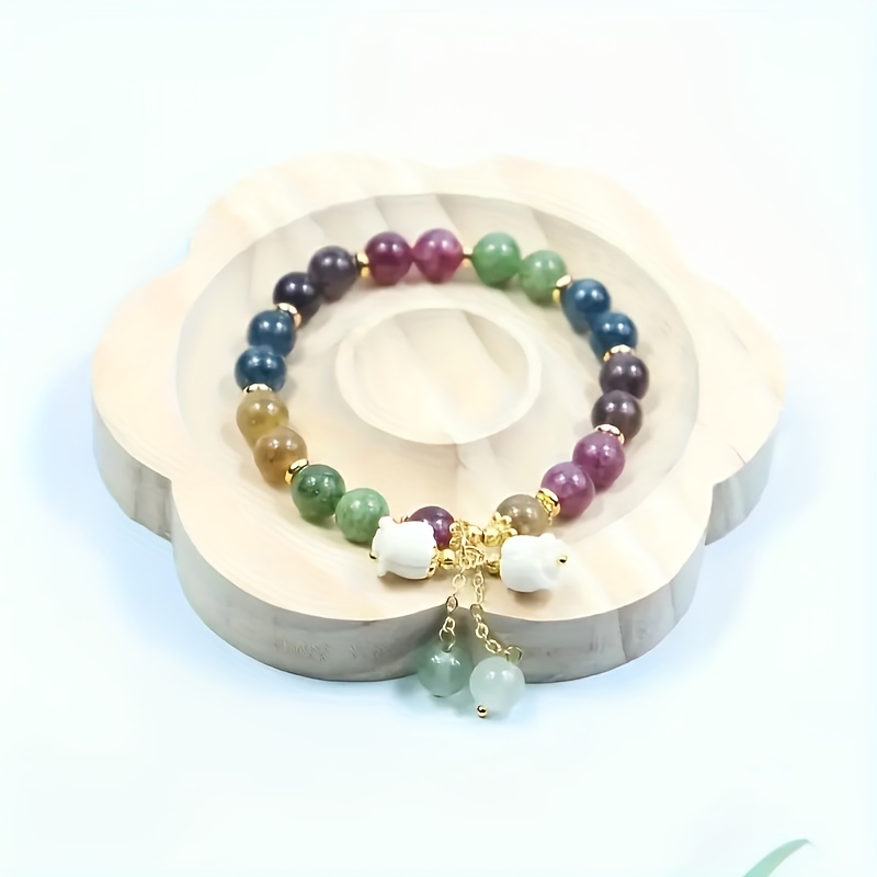 TEMU 1 Elegant Beaded Bracelet With Bohemian Style Lily Of The Valley Pendant, Exquisite And Colorful, Perfect Gift For Halloween Or Christmas, For