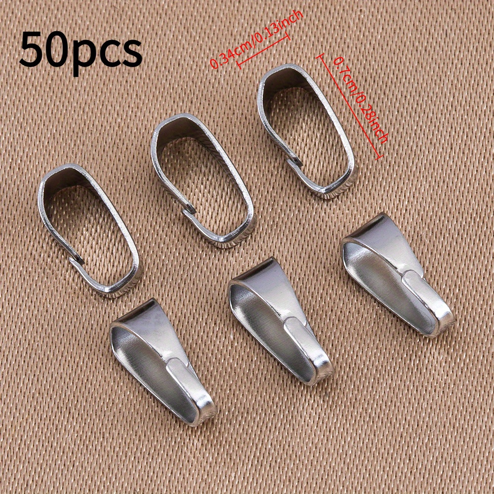 Image of 50pcs Stainless Steel Necklace And Pendant Clipped Button Glossy Oval Ornament Pendant Connector For Jewelry Making Supplies