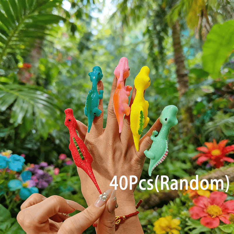 TEMU Lot de 40 pièces de jouets de doigt dinosaure lance-pierres amusants, gadgets pour enfants, cadeaux de fête d'anniversaire et d'événement,