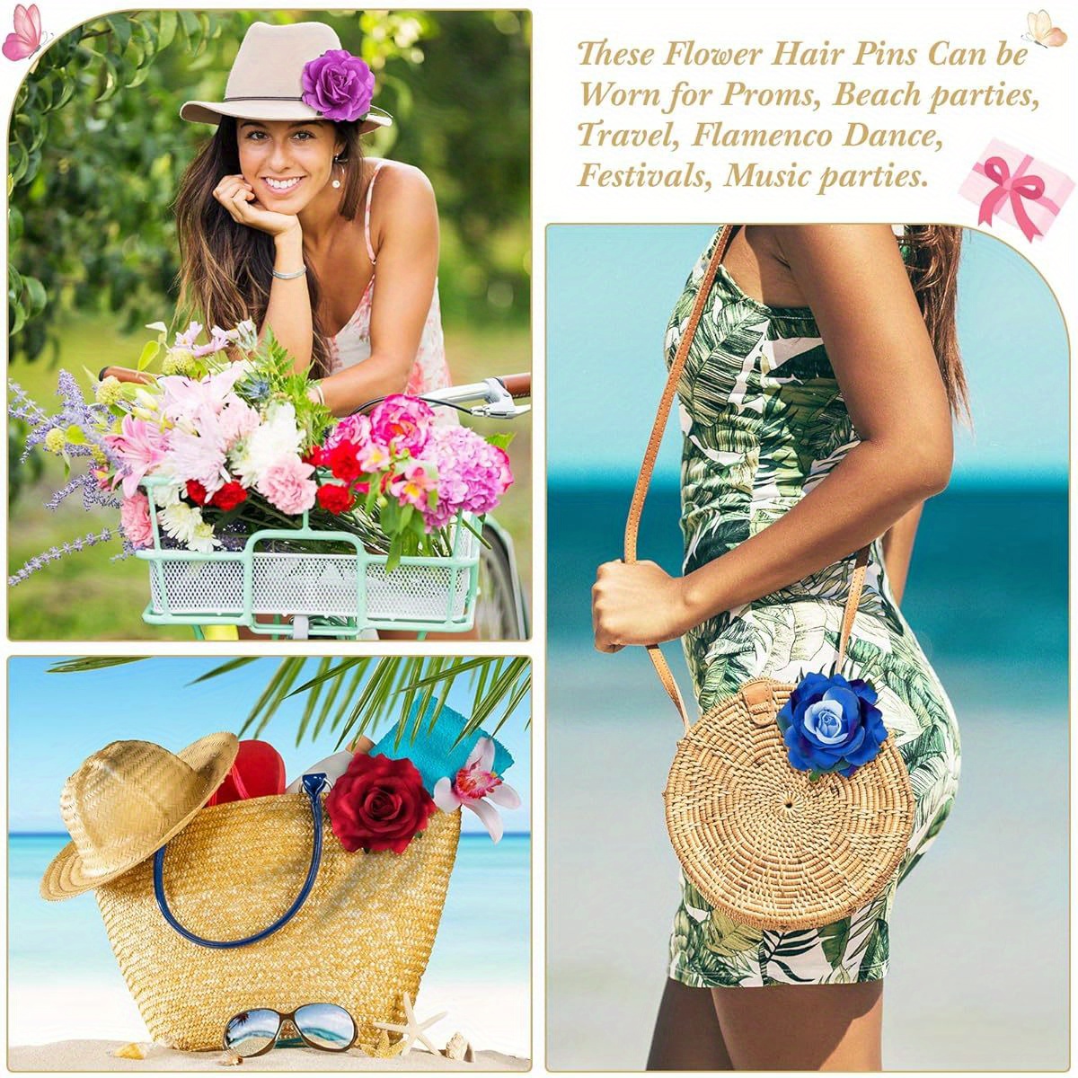 30pcs floral hair clips and pins   hairpins for wedding bridal hairstyles birthday prom beach parties non damaging   for brides floral arrangements everyday or special occasions ideal gift for women s prom   durable hair accessory Product details 2