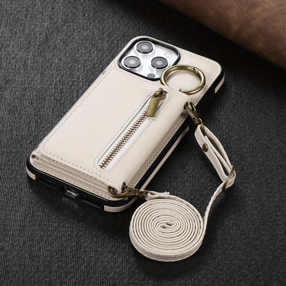 TEMU Phone Case: Ring Zipper Wallet Crossbody Long Strap Phone Case, Compatible With Iphone 16 Pro Max/16 Pro/16/15 Pro Max/15 Pro/15