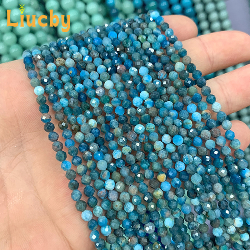 2/3mm Natural Stone Blue Beads For Jewelry Making Diy Crafts Anklet Space Bracelet Accessories 15" Strand