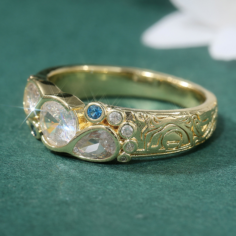 Creative Geometric Golden Color Exquisite Rings