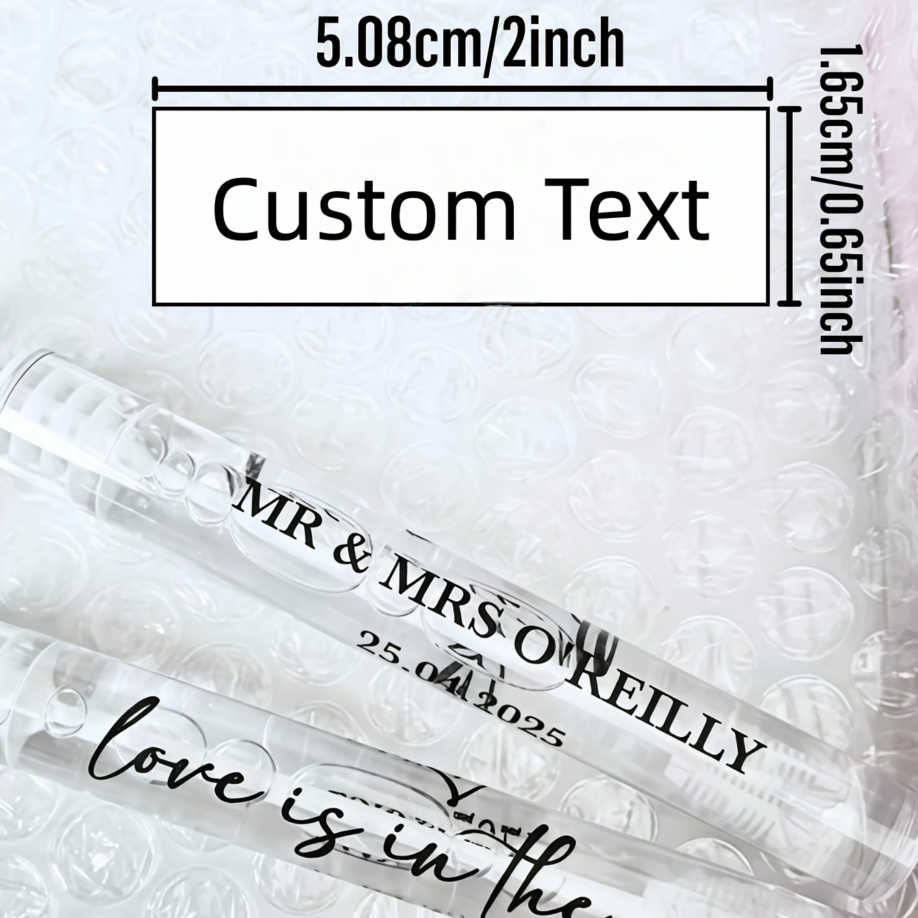 TEMU Custom Cutout Wedding Bubble Label Stickers, Personalized Wedding Gift Name Tags, Uv Transferred Stickers, Transparent Name Stickers,