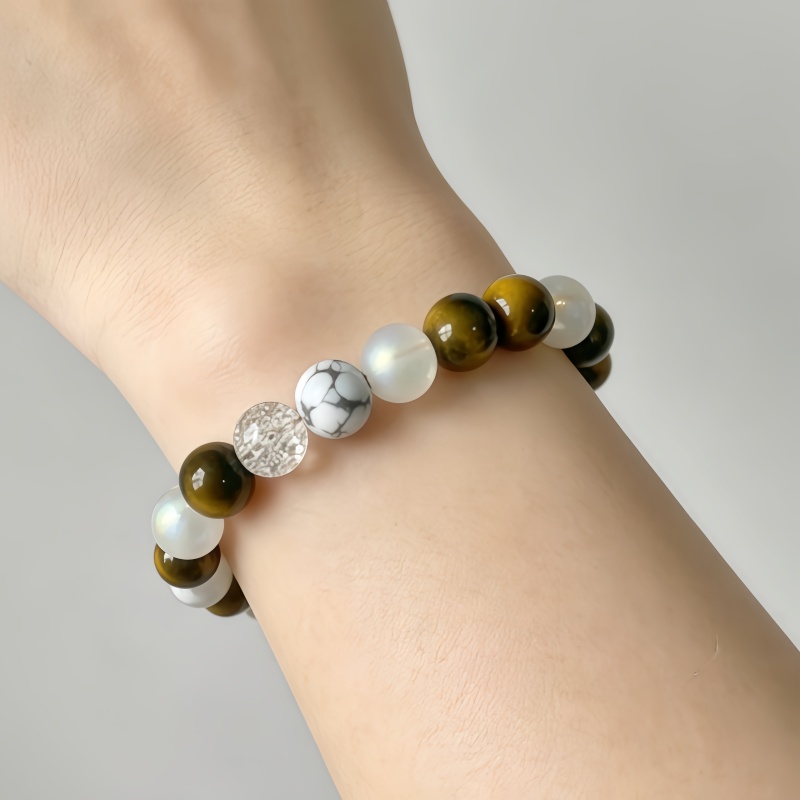 Natural Tiger's Eye Beaded Bracelet, Bohemian Style Gift