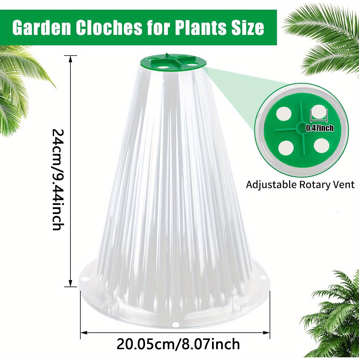  30pcs garden cloches for plants with adjustable rotary vent clear bell covers reusable plant protector with 20 40 60pcs ground stakes garden protection from animals birds chicken