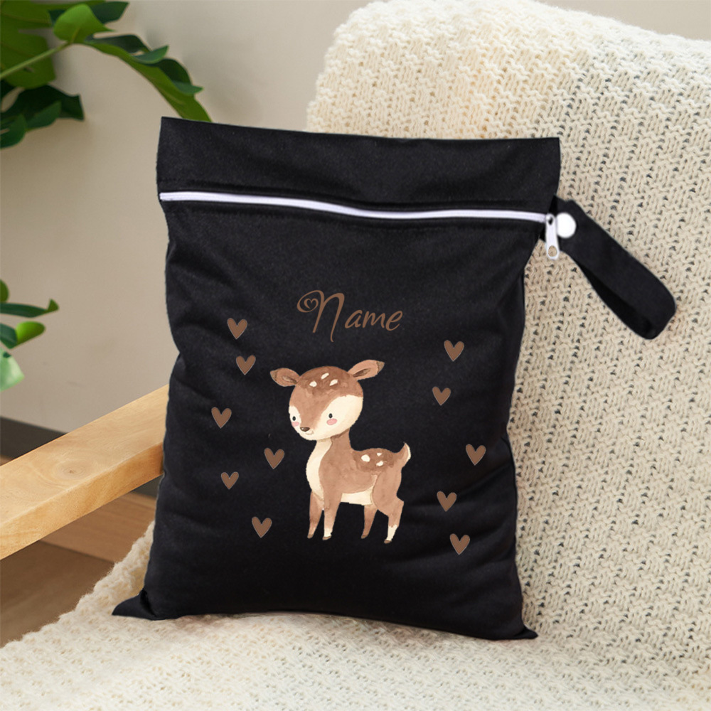 TEMU Nom personnalisé forêt animale, sac de rangement pour fournitures de couches, série de bagages de voyage, sac de protection vêtements
