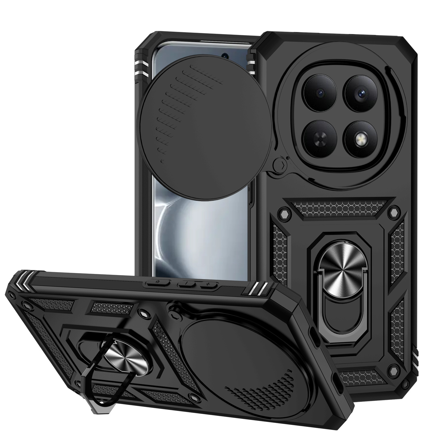 TEMU para Teléfono - para Redmi Note 15 Pro 5G (Nota: APLICABLE 5G) Carcasa Magnético Soporte y Cubierta Deslizante para Cámara a Prueba de Golpes