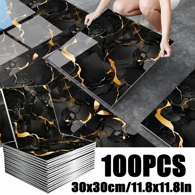 50pcs/100pcs Pack Self-adhesive Waterproof Pvc Wallpaper Panels - Glossy Suitable, Bathroom, Moistureproof Removable Covering For Walls, For Renovation, Instant -to-ceiling Decor