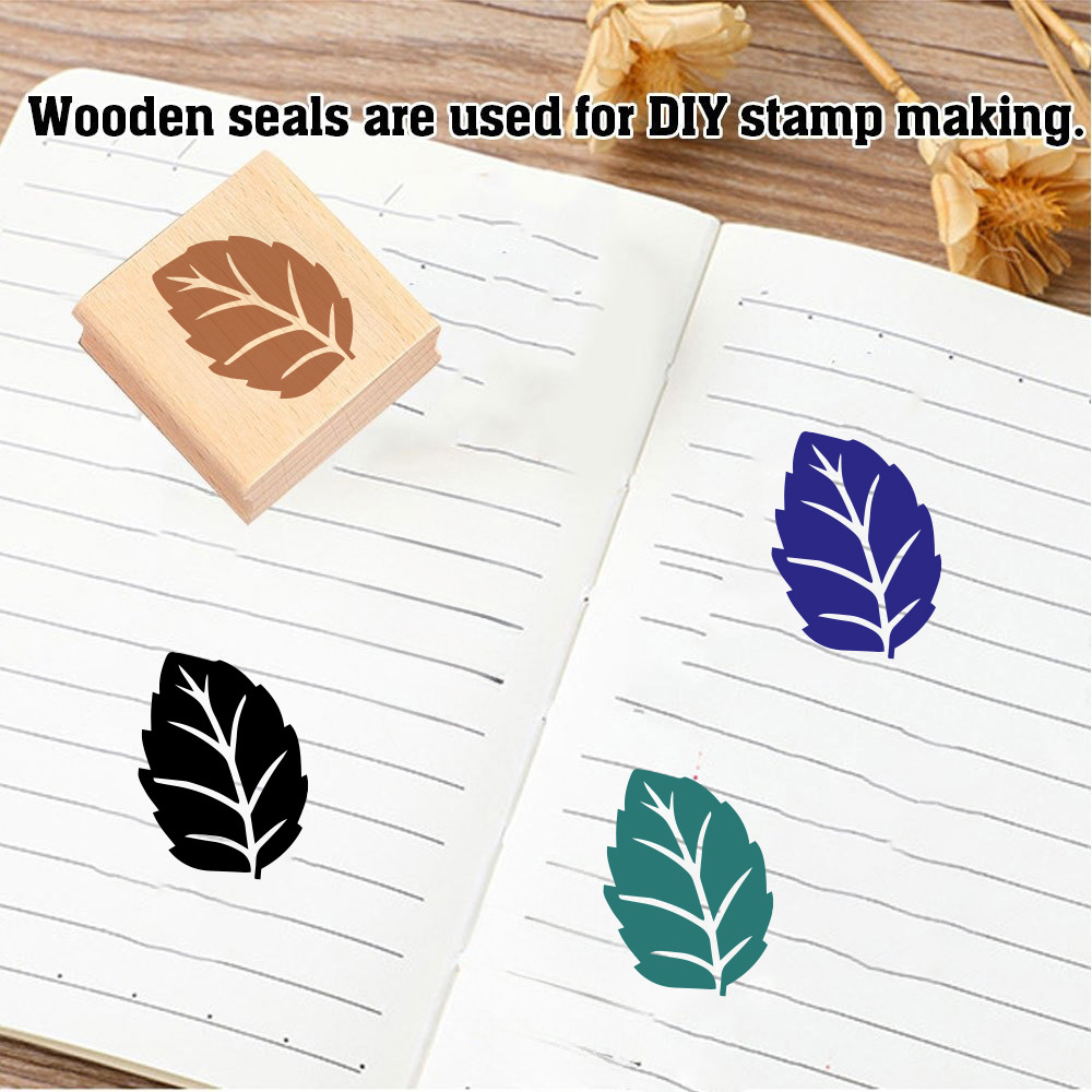 Beautiful Sawtooth Leaf-Vein Wooden Rubber Stamp