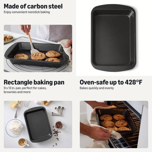 nonstick rectangle baking pan dishwasher and oven safe 33 0 x 22 8cm