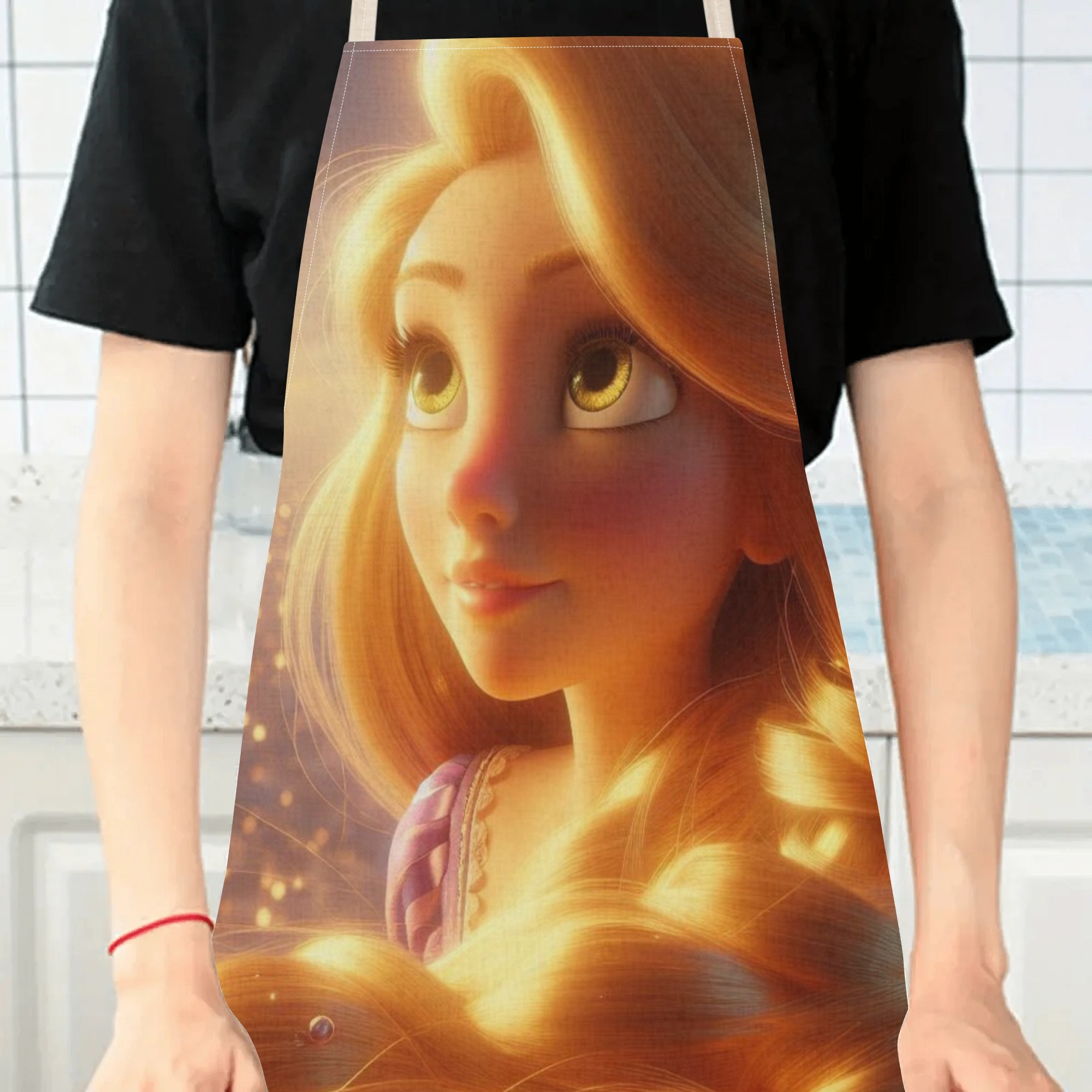 disney   waterproof apron - vibrant cartoon princess design,   polyester, ideal for home, restaurants, cafes & supermarkets details 3