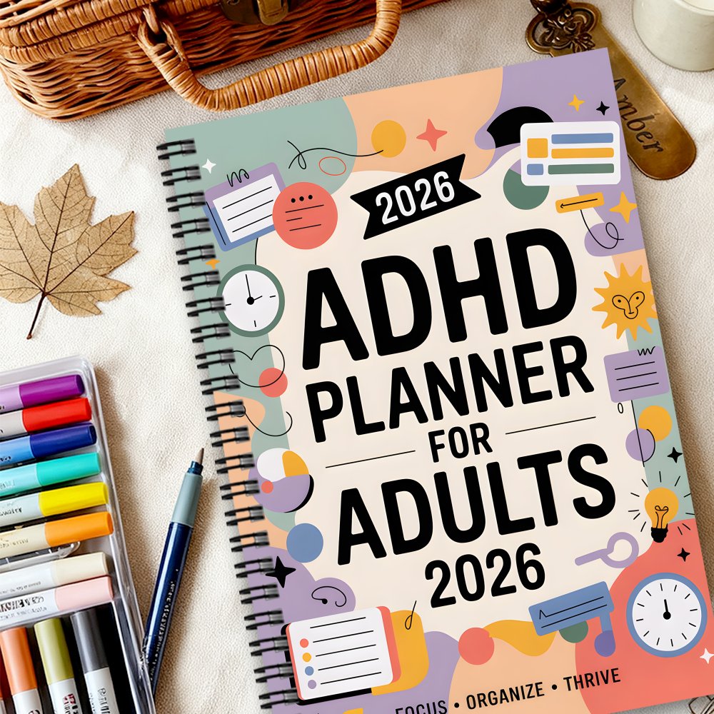 1 kos Estetski ADHD planer za odrasle in ženske, spiralni zvezek, pisarniški planer za izboljšanje izdelkov in dnevni seznam opravil ter zvezek
