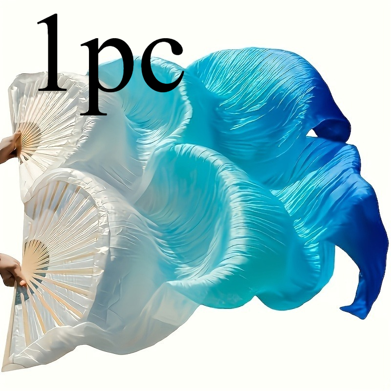 TEMU 1pc 1pcs Chiffon Fan Suitable For Solo Dance, Ballet, Wedding Performances - Elegant Lightweight Smooth Texture Stage Costume Accessory With