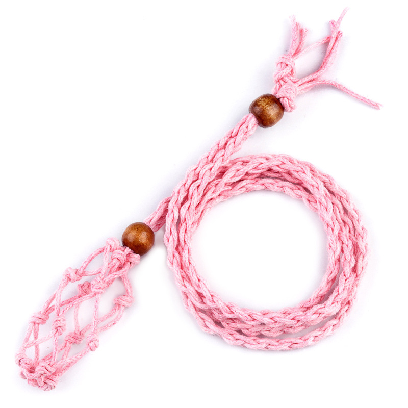 2pcs Handmade Adjustable Braided Net Bag Necklace with Stone Pendant