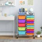 1 pieza - organizador de 15 cajones, carrito de almacenamiento de metal para , y hogar - ideal para herramientas, álbumes de recortes, papel y suministros de manualidades, almacenamiento de manualidades | carrito de almacenamiento moderno | construcción , organizador de almacenamiento, carrito de utilidad, baúles