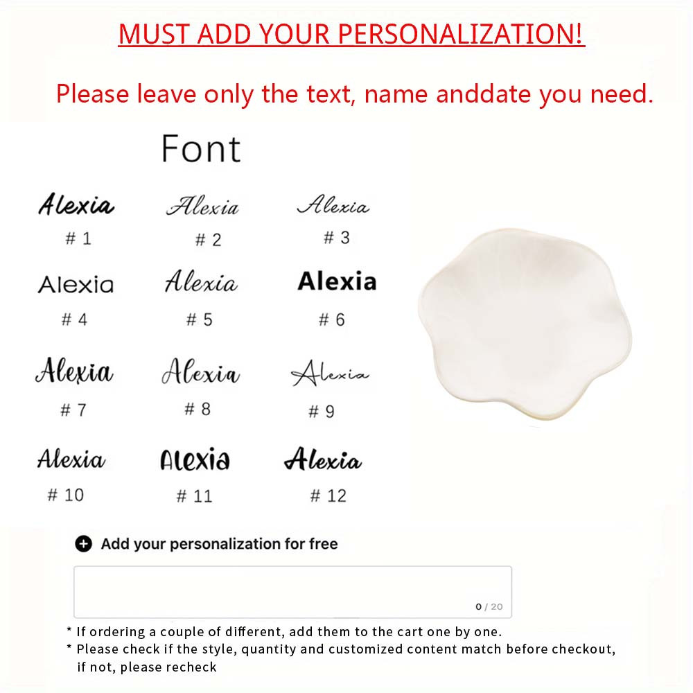 TEMU A Personalized Flower Jewelry Tray, Made Of Ceramic, Featuring Custom Printed Names. Perfect For Organizing Items During Weddings, Parties,