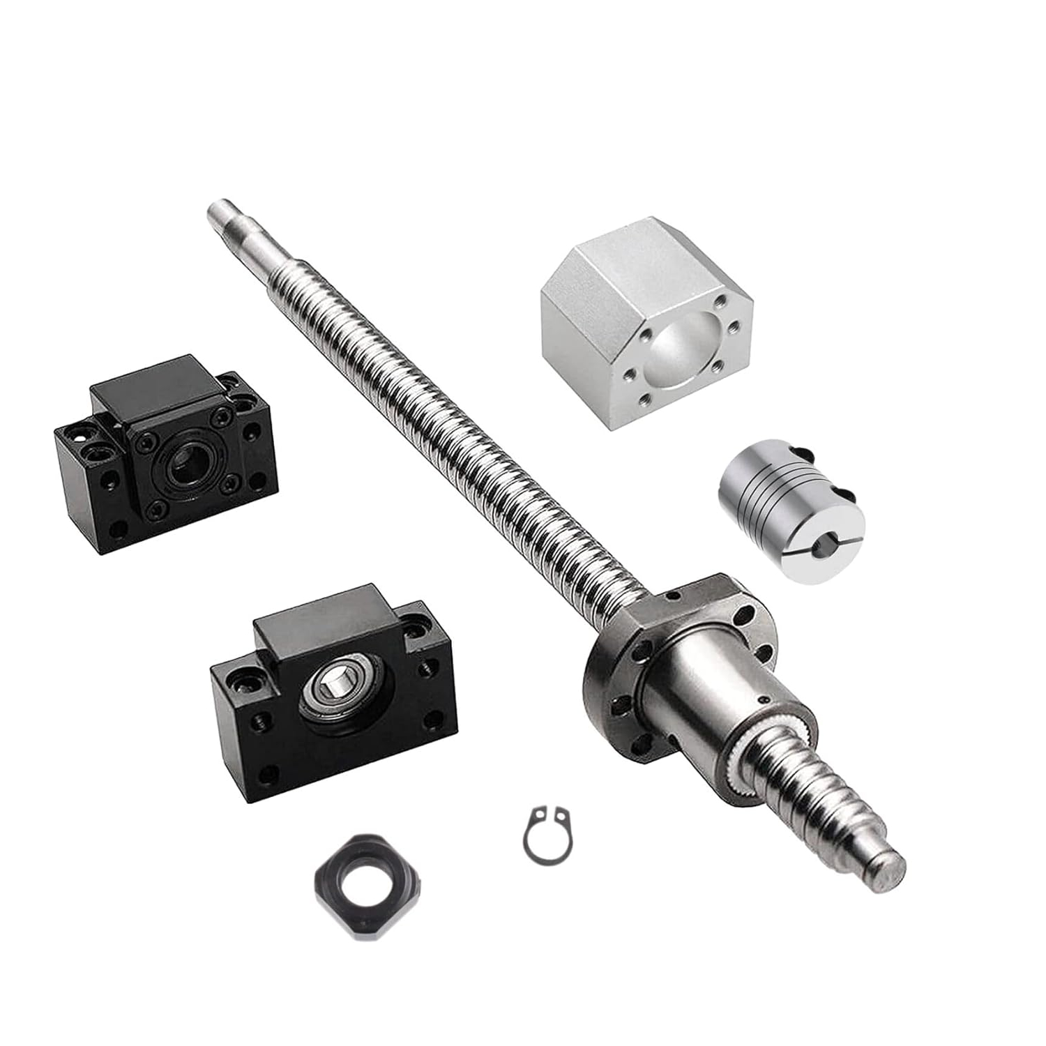 Image of Sfu1605 750mm Ballscrew Kit, Anti-backlash Ball Screw Assembly With Nut Housing Bk/ End Supports& Coupler, Cnc Machine Replacement Parts