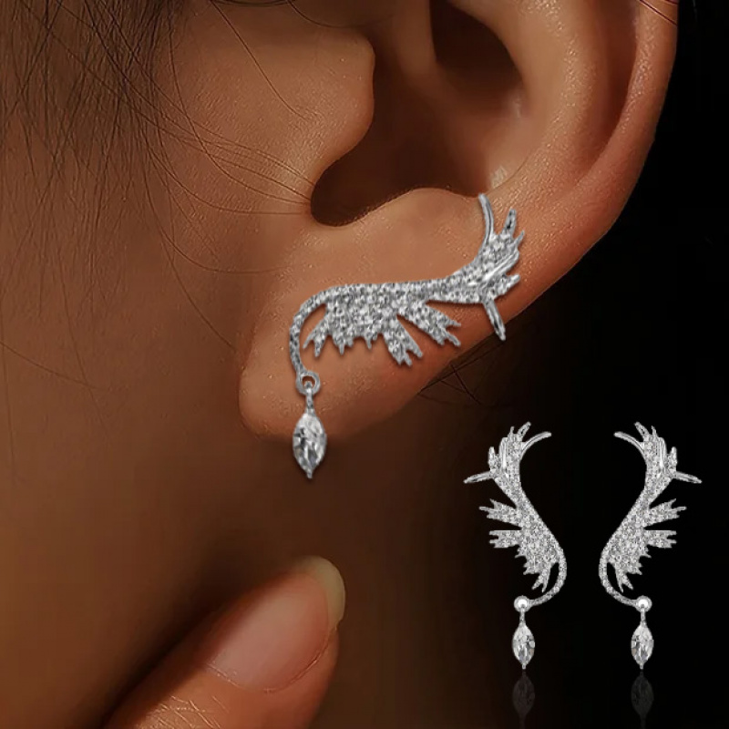 Synthetic Zirconia Phoenix Wing Earrings, Elegant Gift